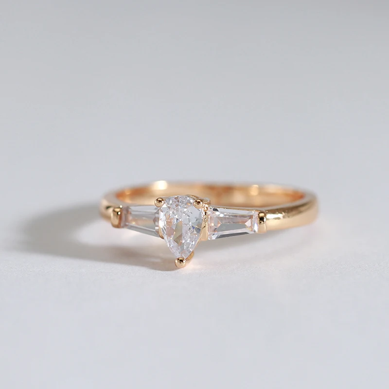 SYOUJYO Simple Natural Zircon Rings For Women 585 Rose Gold Color Luxury Bride Wedding Jewelry