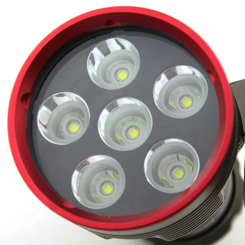السوبر مشرق DX6 10000 لوميمز تحت الماء 200 متر الغوص مصباح يدوي 6x XM-L2 LED الغوص الشعلة ضوء مصباح فانوس بواسطة بطارية 4x18650