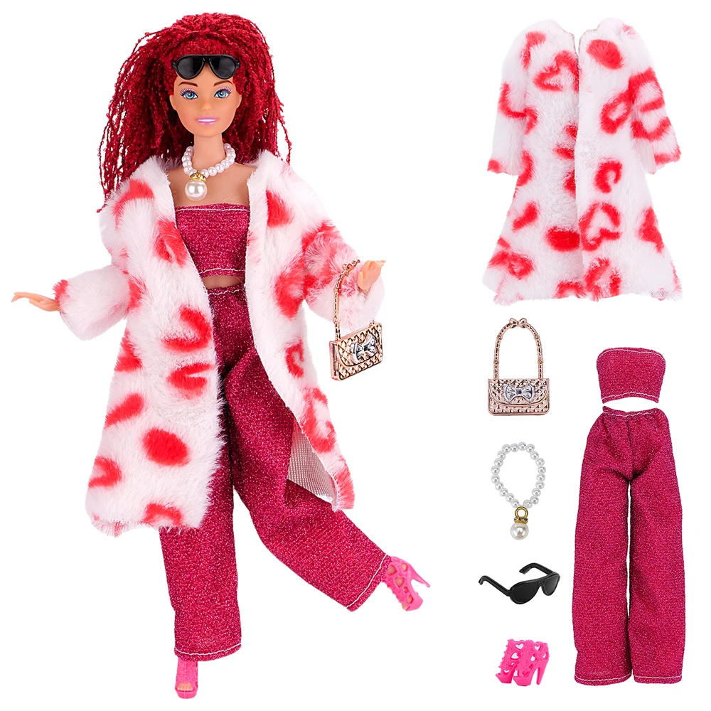 

NK 1 Set 30CM Princess Clothes Red Coat+Top+Pants+4 Pcs For 1/6 Doll Accessories 11.5 inch Doll Clothes Girl Gift Children Toy
