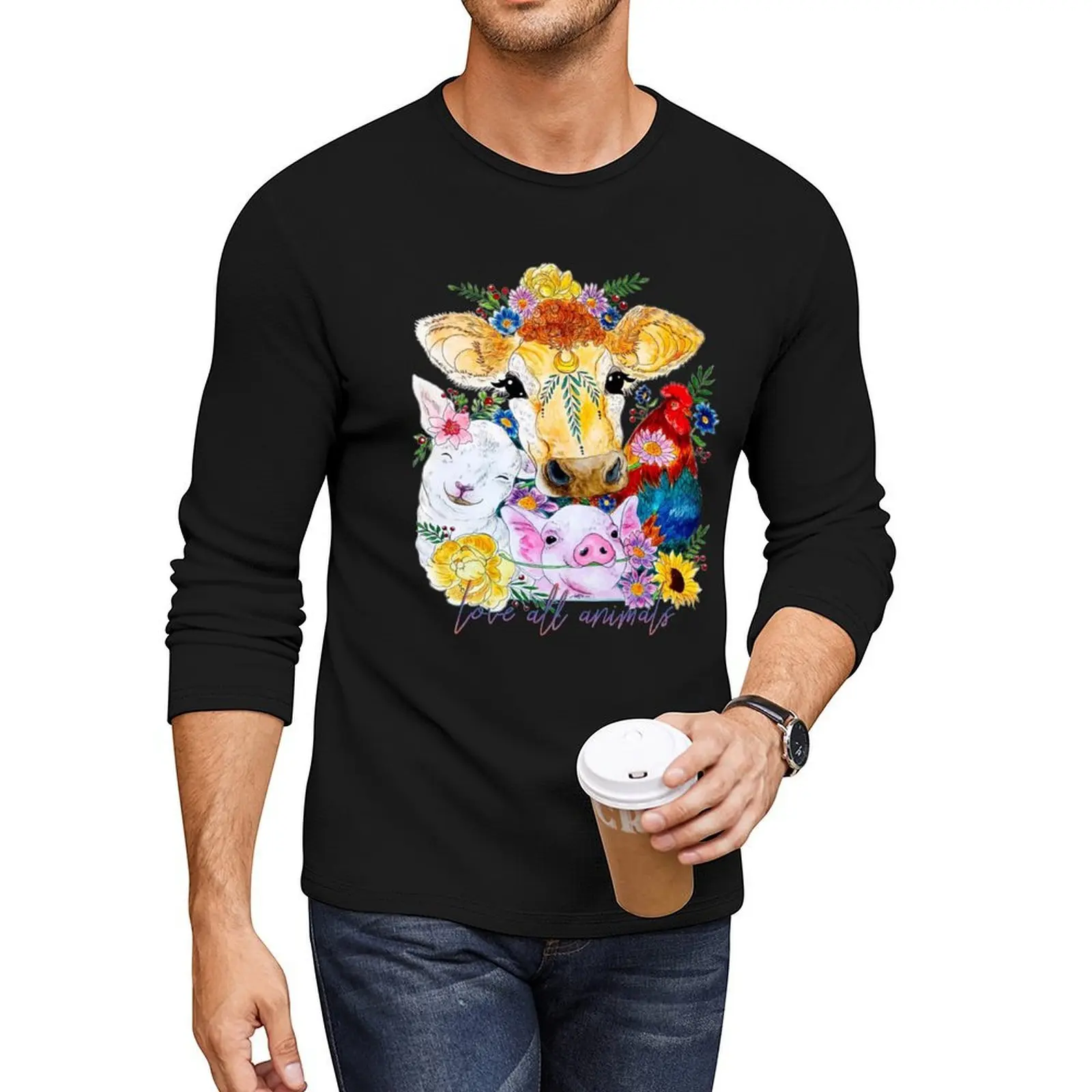 

love all animals Long T-Shirt quick-drying t-shirt plus size t shirts black t shirt anime Men's t-shirts