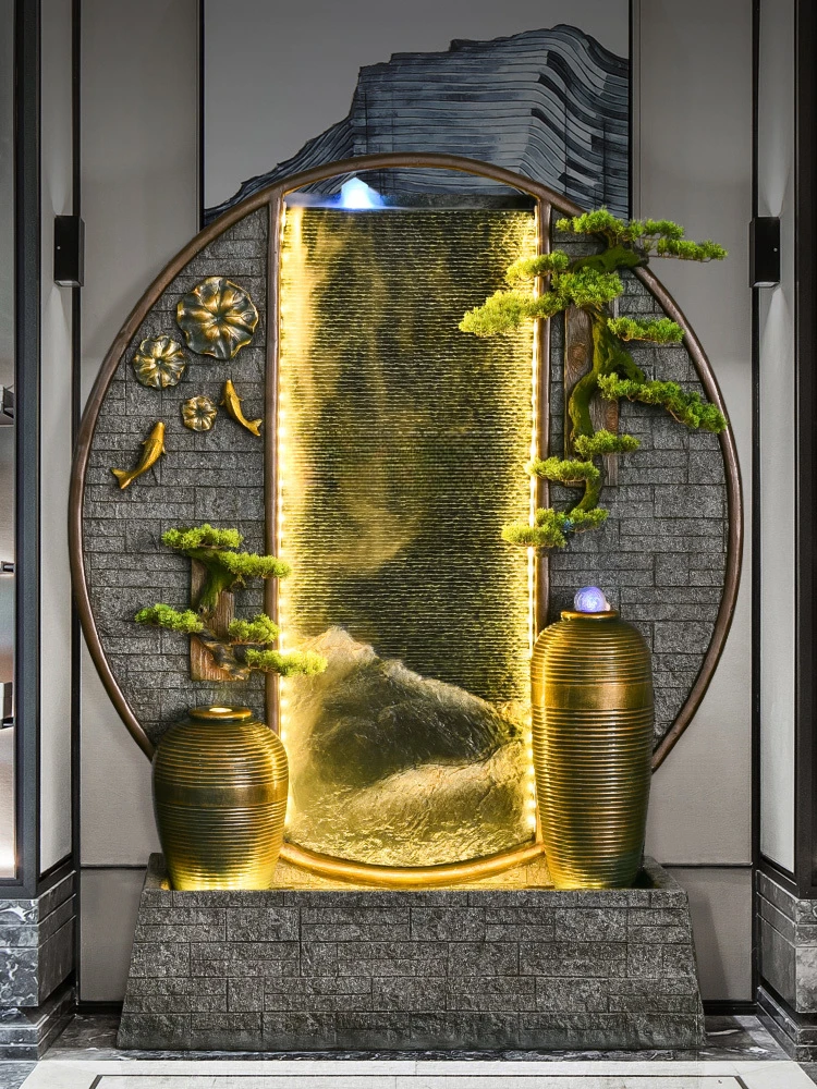 Rockery Fountain Water Curtain Wall Landscape Furnishing Articles Balcony Office Humidifier Decoration Living Room Courtyard