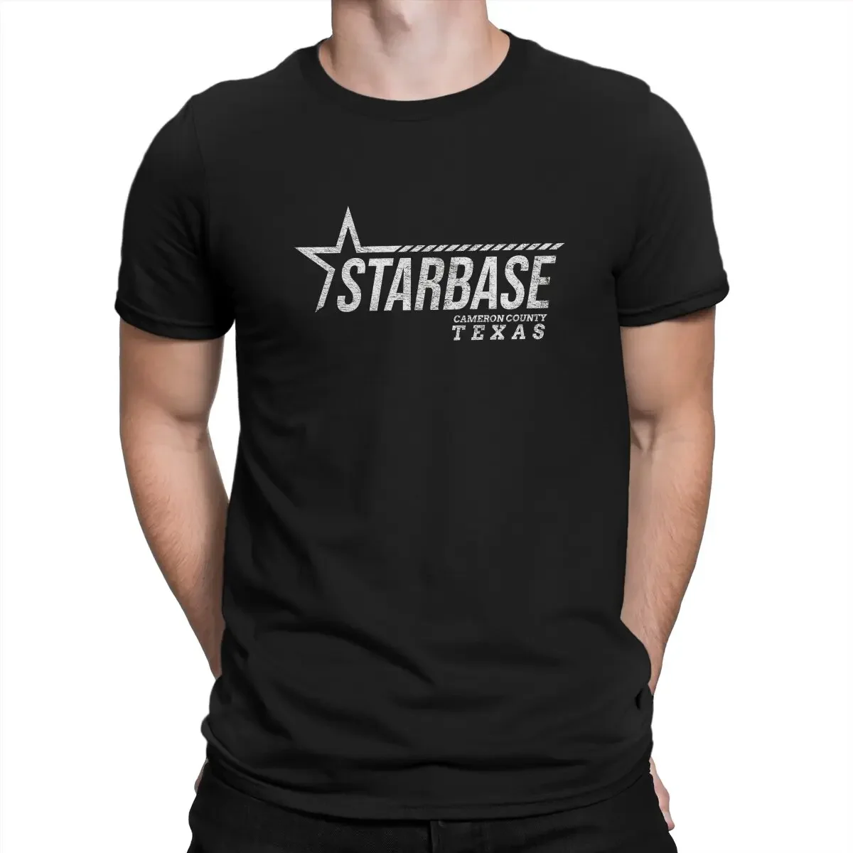 Space X STARBASE CAMERON COUNTY TEXAS T Shirt Vintage Graphic Men's Tshirt Polyester Streetwear