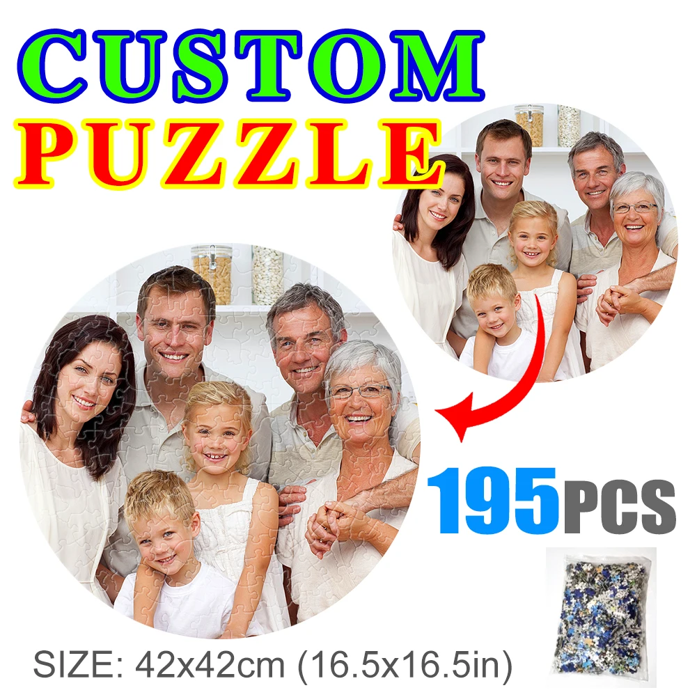 

No Box 195pcs Photos Custom Wooden Personalized Jigsaw Puzzle Lovers Picture DIY Toy For Adults Decoration Collectiable 42x42 CM