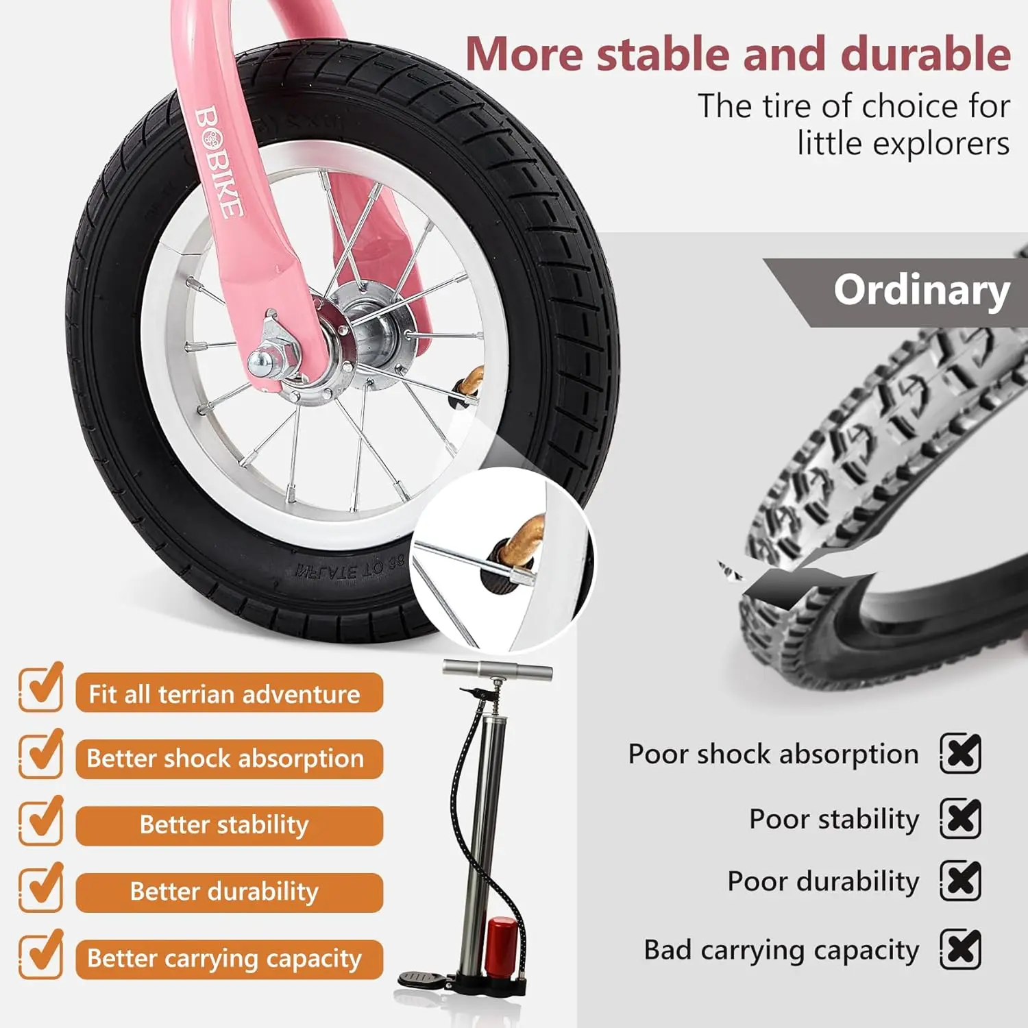 Criança equilíbrio bicicleta com pneus de borracha infláveis, crianças empurrar bicicleta brinquedos, 18 meses a 4 anos meninos e meninas ajustáveis