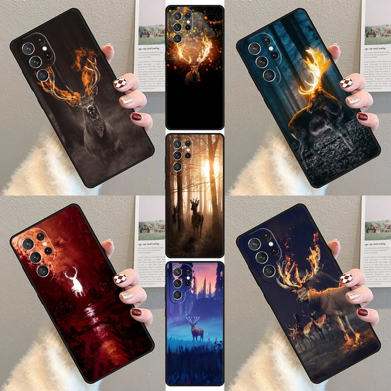 Потрясающий чехол для телефона с изображением оленя для Samsung Galaxy S23 S21 S20 FE S24 S22 Ultra Note20 S10 S9 S8 Plus, силиконовый чехол