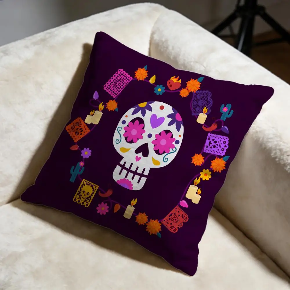 Easter Flower Skeleton Cushion Cover Soft Decorative Pillow Case Suitable for Bedroom Sofa Car Travel Use