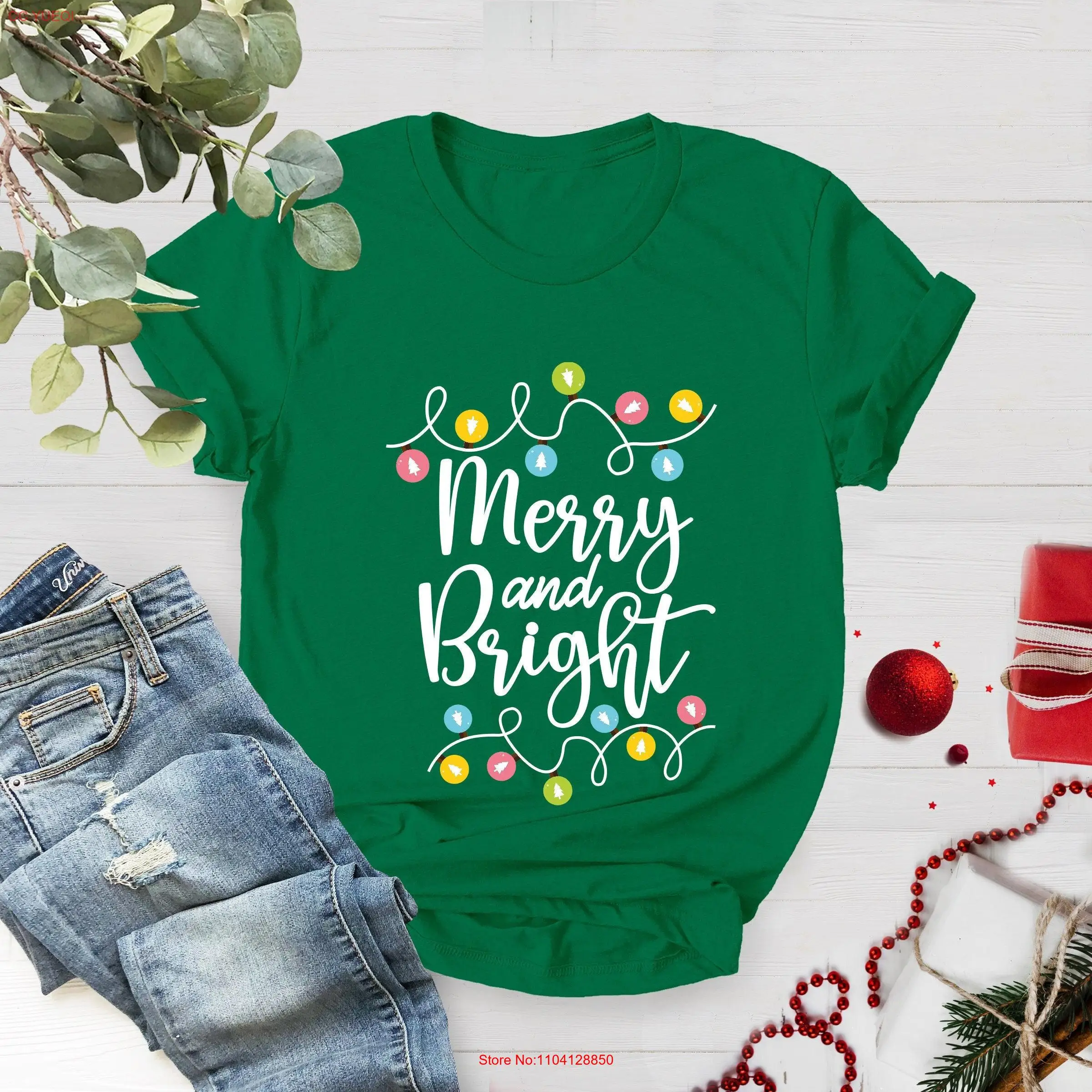 

Merry And Bright Christmas Lights Holiday T Shirt Matching Family Funny long or short sleeves
