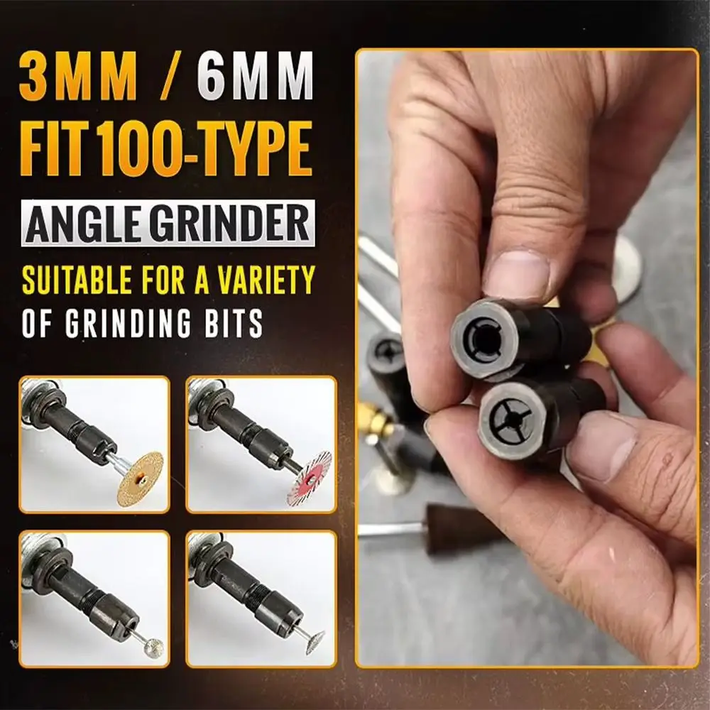 1Pcs Modified Angles Grinders Attachment To Straight Grinder Metal Thread Converters M10 Thread Universal 6/3mm Adapter Chuck