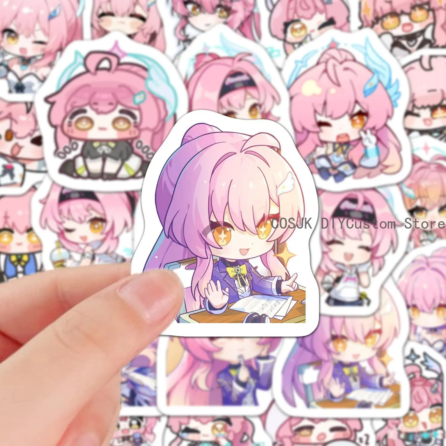 60Pcs Game Aemeath Wuthering Waves Q-version Anime Stickers Laptop Phone Suitcase Notebook Label Stationery Sticker Student Gift view 3