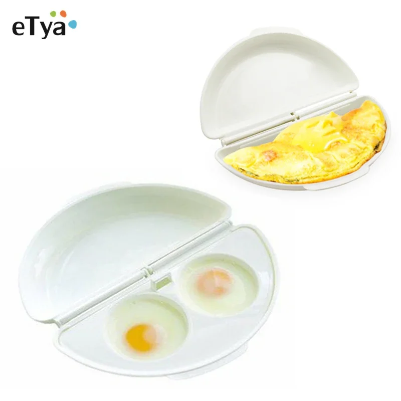 Useful White Microwave Omelette Egg Maker Tray Non-toxic Eggs Steamer Box Silicone Egg Cooker Egg Poacher Kitchen Cooking Tools