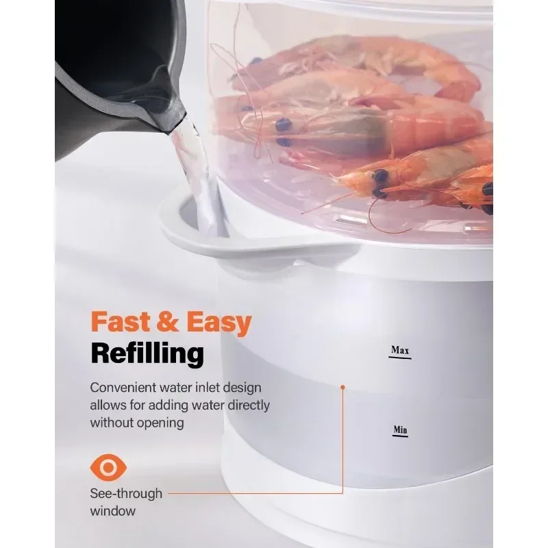 Electric Food Steamer Suitable for Fast Cooking and Simultaneous Cooking, Anti-dry Cooking, Dishwasher-safe