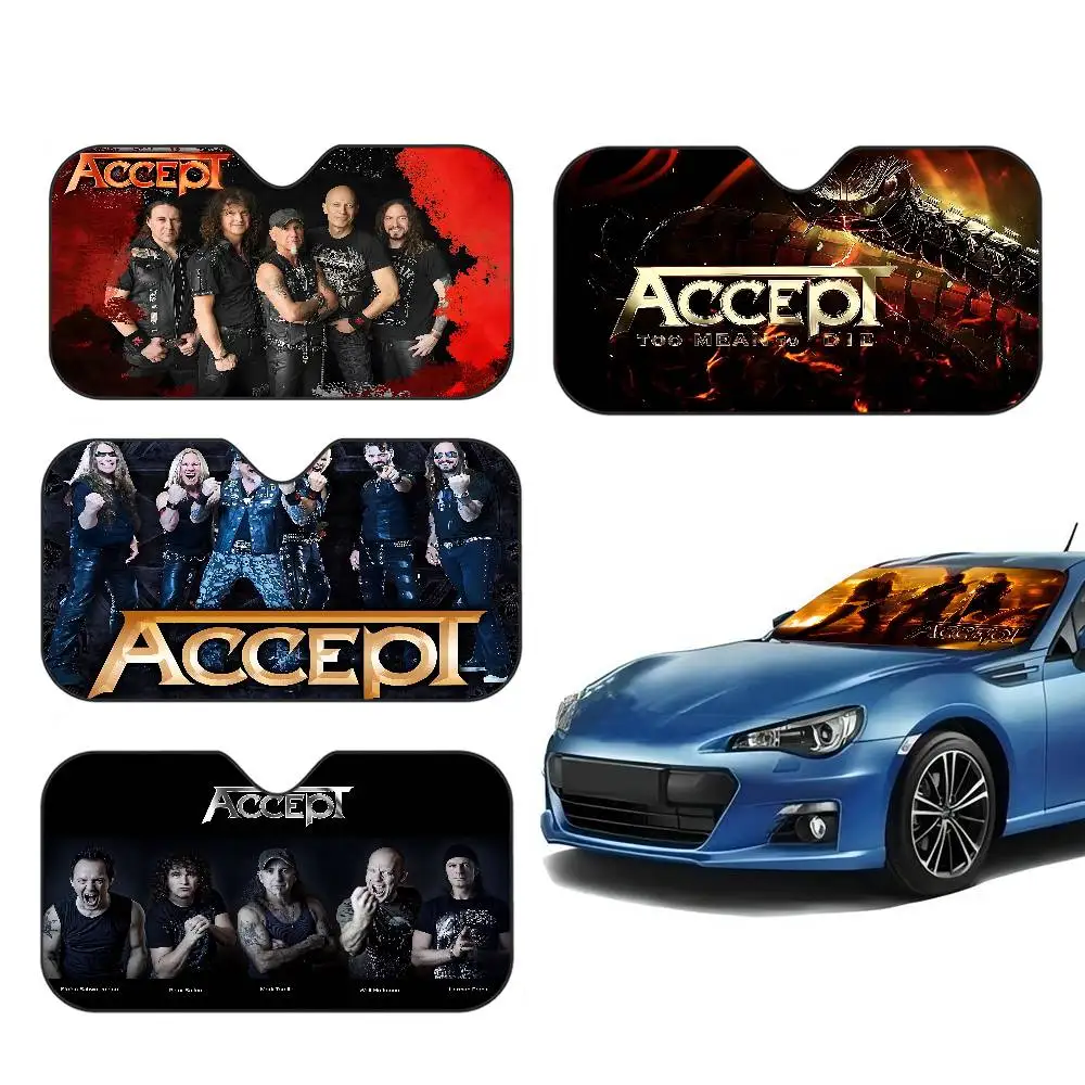 a-Accepts Heavy Rock Band Car Sunshade Shield Windshield Window Sun Blocker Cover Interior Protection for Truck SUV Visor