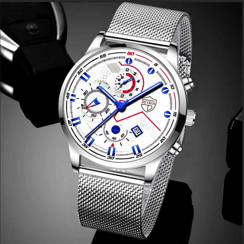 

Luxury Mens Watches Men Business Stainless Steel Quartz WristWatch Calendar Date Luminous Clock Male Casual Simple Leather Watc