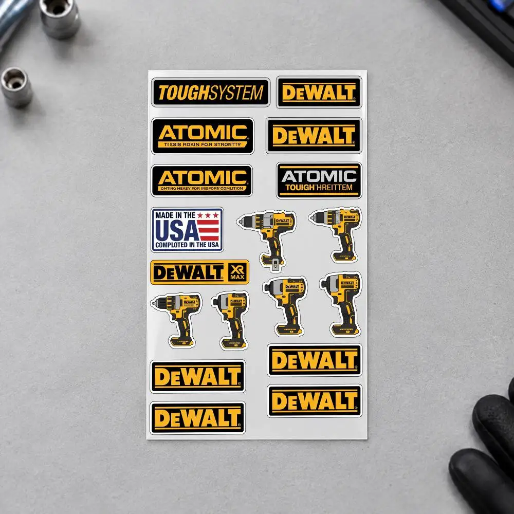 D-DEWALT Motorcycle Decal Sticker Kit Reflective Graphics For Helmet Tank Fairing Body Custom Bike