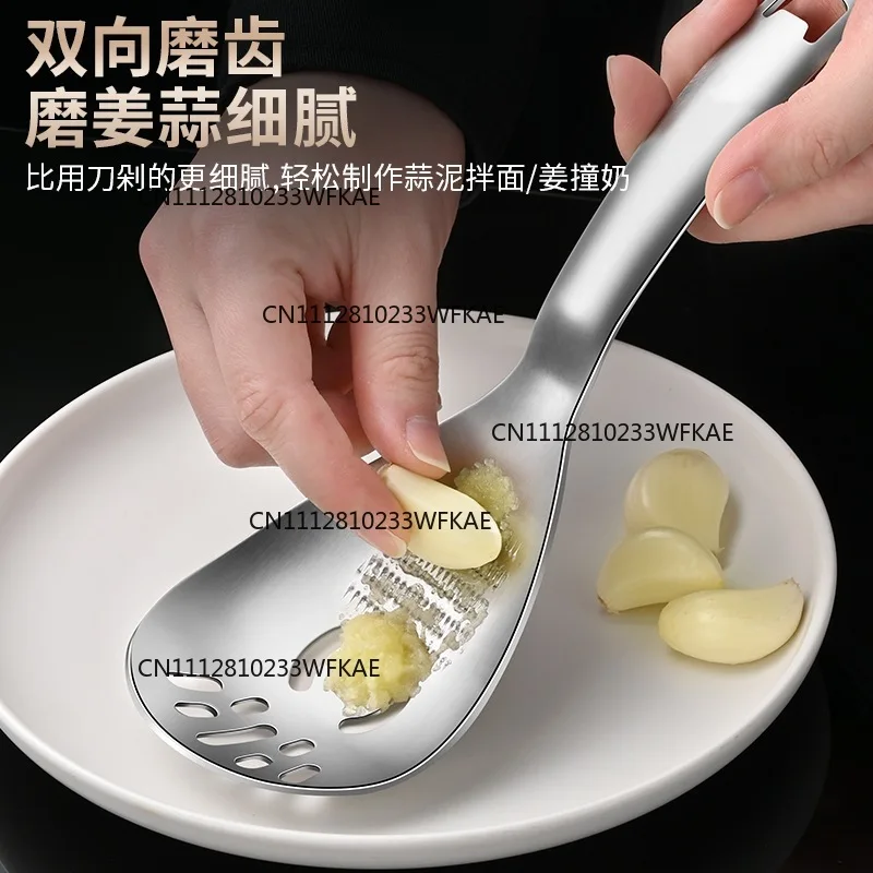 Stainless steel multi-functional garlic paste artifact, baby food supplement, grinding filter