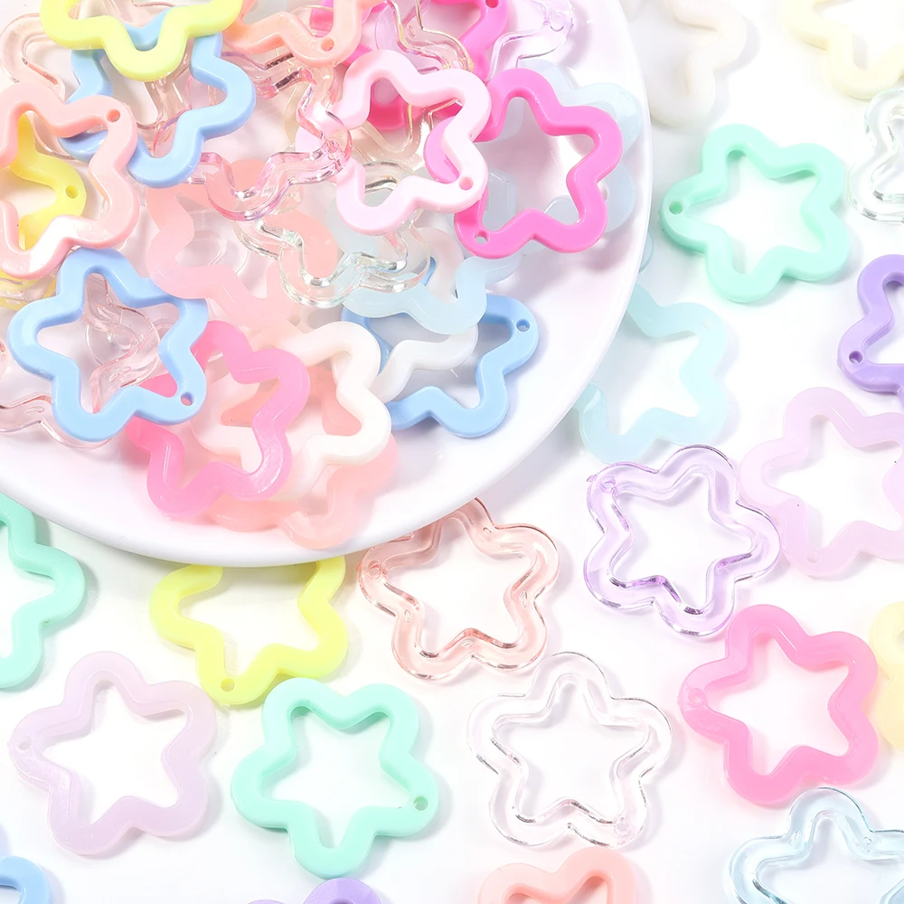 10/30 個透明中空スターアクリルビーズルースビーズ DIY ジュエリーペンダントキーホルダーウィンドベルブレスレットファッションアクセサリー 1