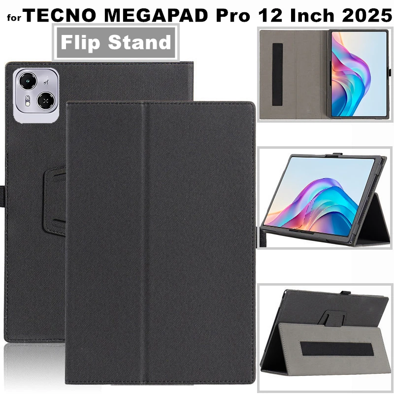 

for TECNO MEGAPAD Mega Pad Pro 12 Inch 2025 Tablet Cover Flip Magentic Foldable Leather Stand Protective Case With Hand Holder