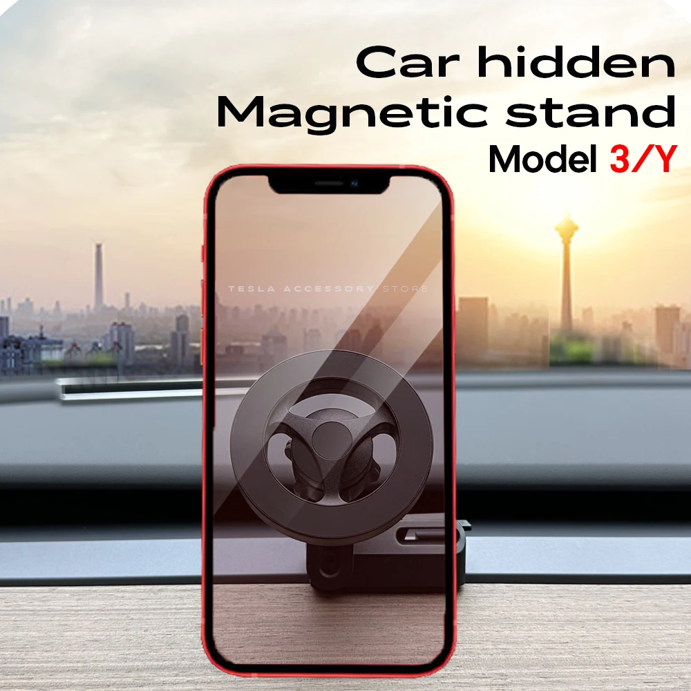 Only Car Cell Phone Holder Part Strong Magnetic Model Not Including Mount Metal Matte Black or Wooden Panel