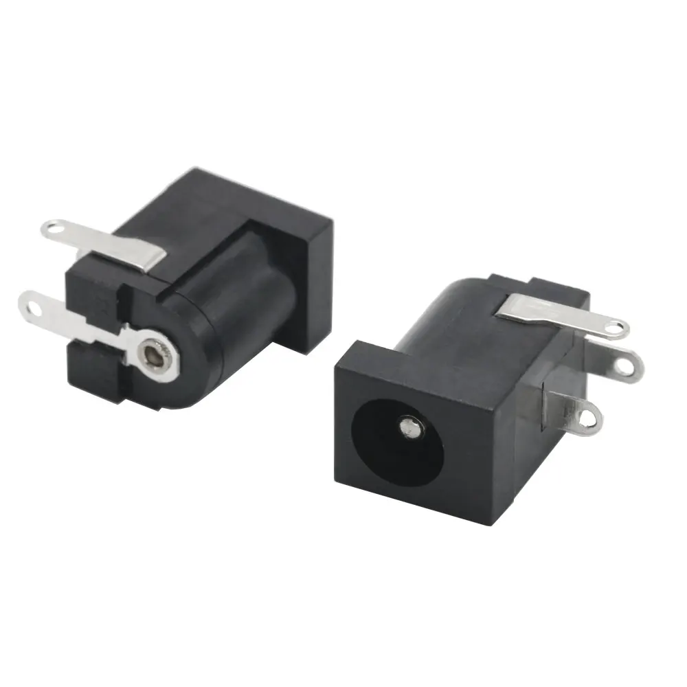 10PCS 5.5x2.1mm DC-005 Black DC Power Jack Socket DC Connectors Supply Barrel-Type Right Angle PCB Mount Terminal