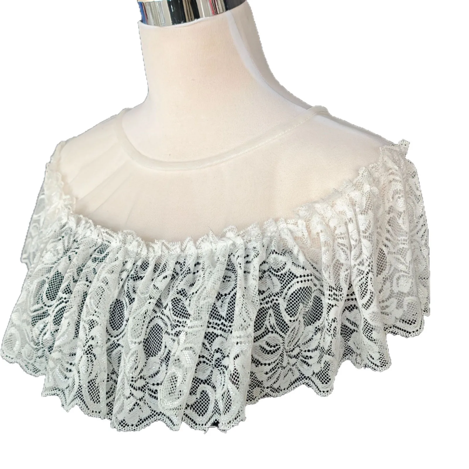 

ww27 Lace Small Cloak Shawl White Antique Summer Versatile Short Hollow Outer Thin Suspender Skirt