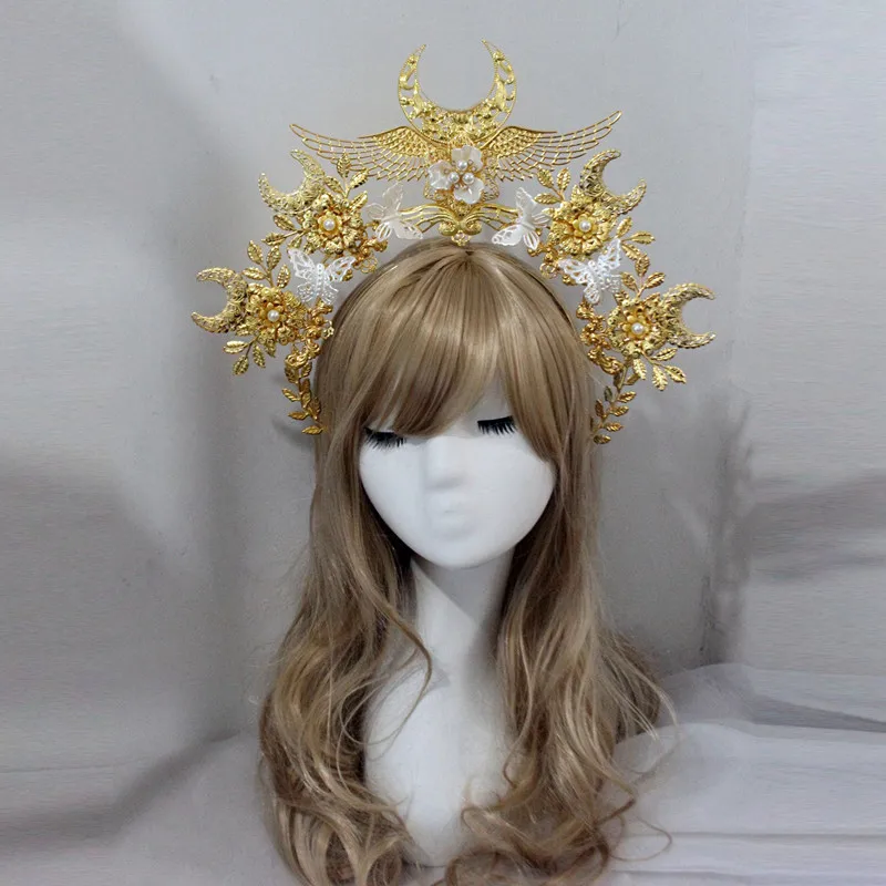 Goddess Halo Crown Headpiece Gold Sunburst Celestial Pregnancy Maternity Headband