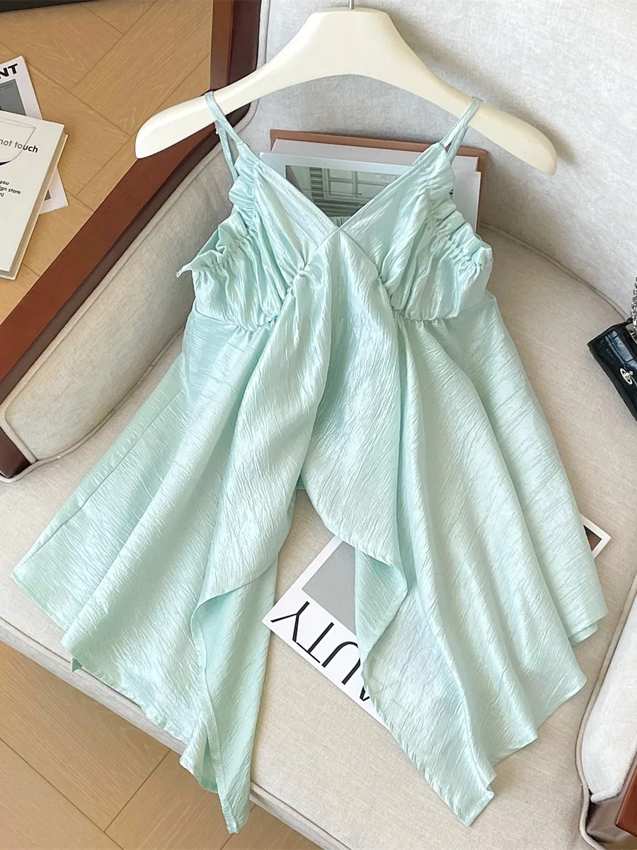 

Light een Dopane Trendy ter Top Summer High Fairy Irregular Chiffon Outerwear Name Lady's irt V-ne Svel