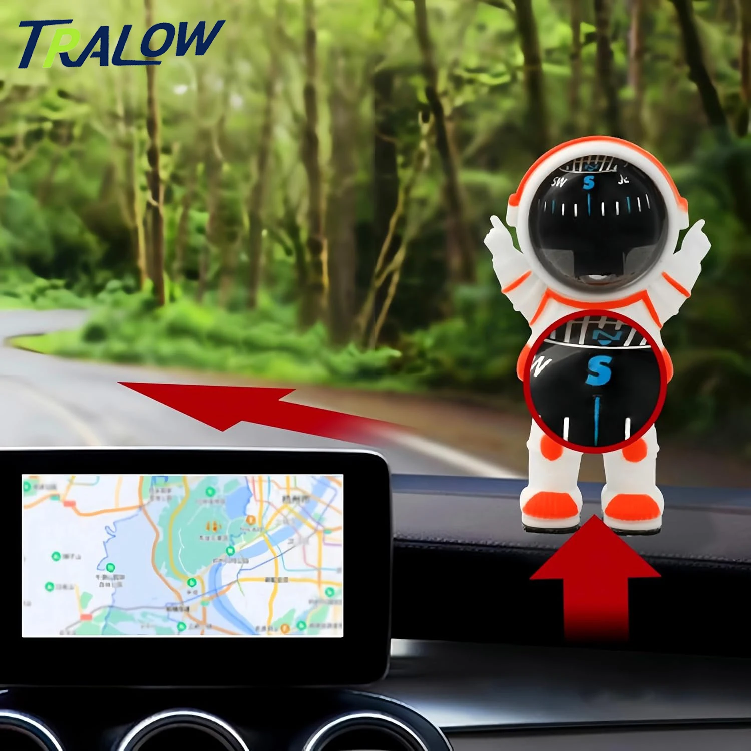

TRALOW Astronaut Dashboard Compass,Cute Ball Design Car Compass Automotive Compass Ball for Truck,Car,Boat - Easy Dash Mount