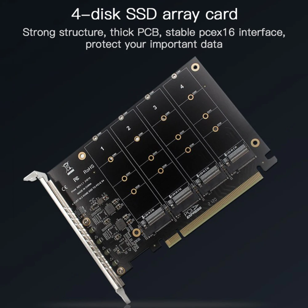 Pci-e X16 4-disk Expansion Card High Speed Stable 32gbps Office Accessories Array Card Portable Multifunctional Expansion Card