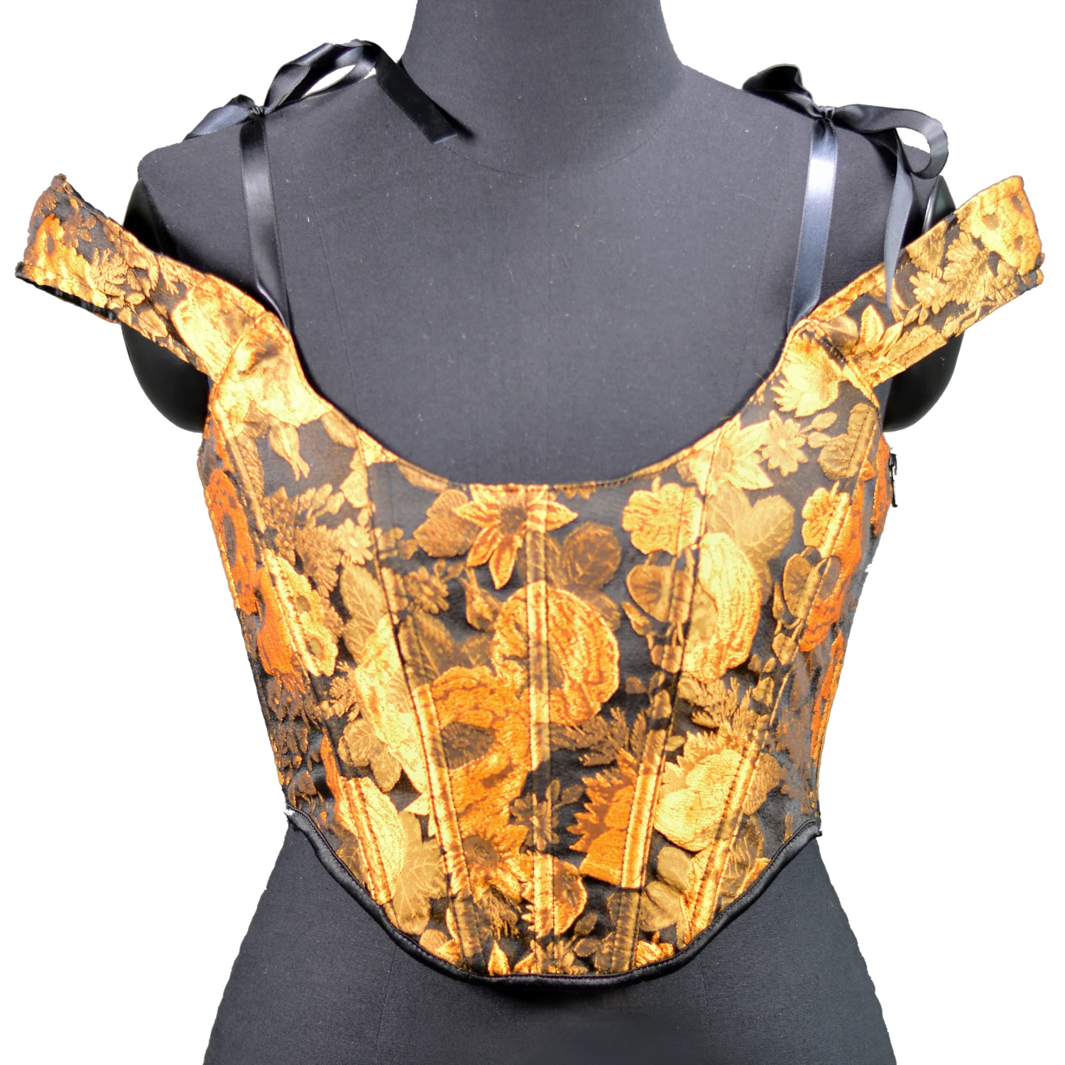 

Women's Elastic Suspenders Embossed Embroidery Sunflower Rubber Bones Tie Corset