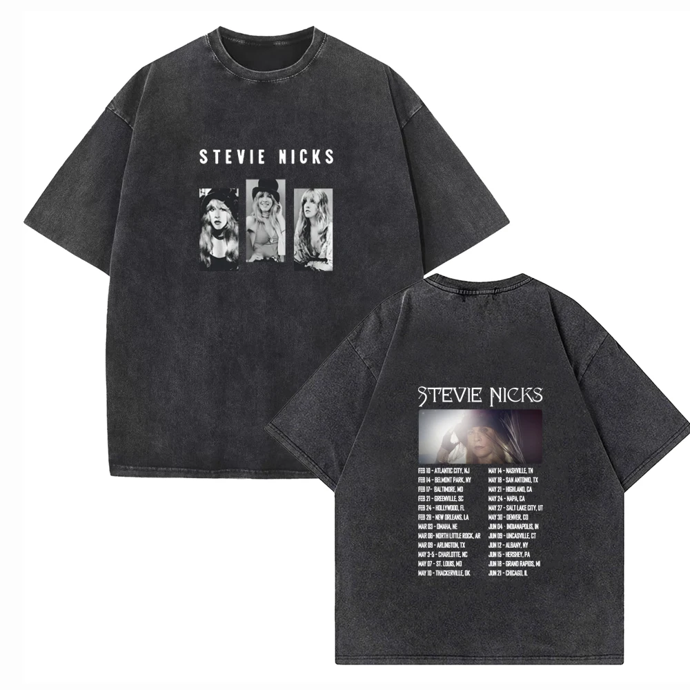 

Stevie Nicks Tour 2024 Cotton Shirts Vintage Harajuku Short Sleeve Unisex O-Neck Music Fans Gift T-Shirts Summer Printing