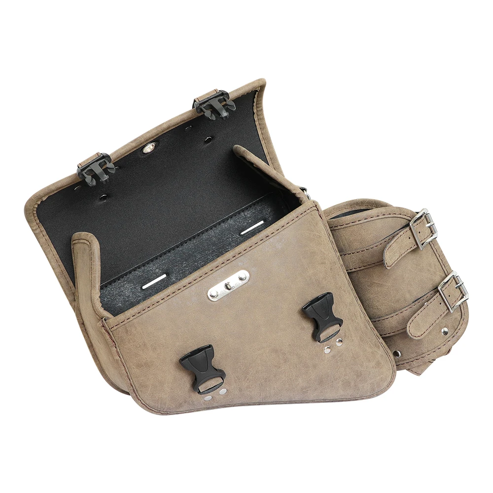 Waterproof Vintage Motorcycle Saddlebags Brown Leather Retro Biker Side Bag Riding Equipment Rear Seat Bag Motor Backpack