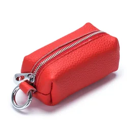 Portable Genuine Leather Key Bag Car Key Holder Purse Zipper Coin Organizer Keychain Wallet Women Men Mini Key Cover Change Bag