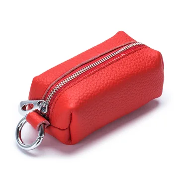 Tragbare Echtes Leder Schlüssel Tasche Auto Schlüssel Halter Geldbörse Zipper Münze Organizer Schlüsselbund Brieftasche Frauen Männer Mini Schlüssel Abdeckung Ändern Tasche