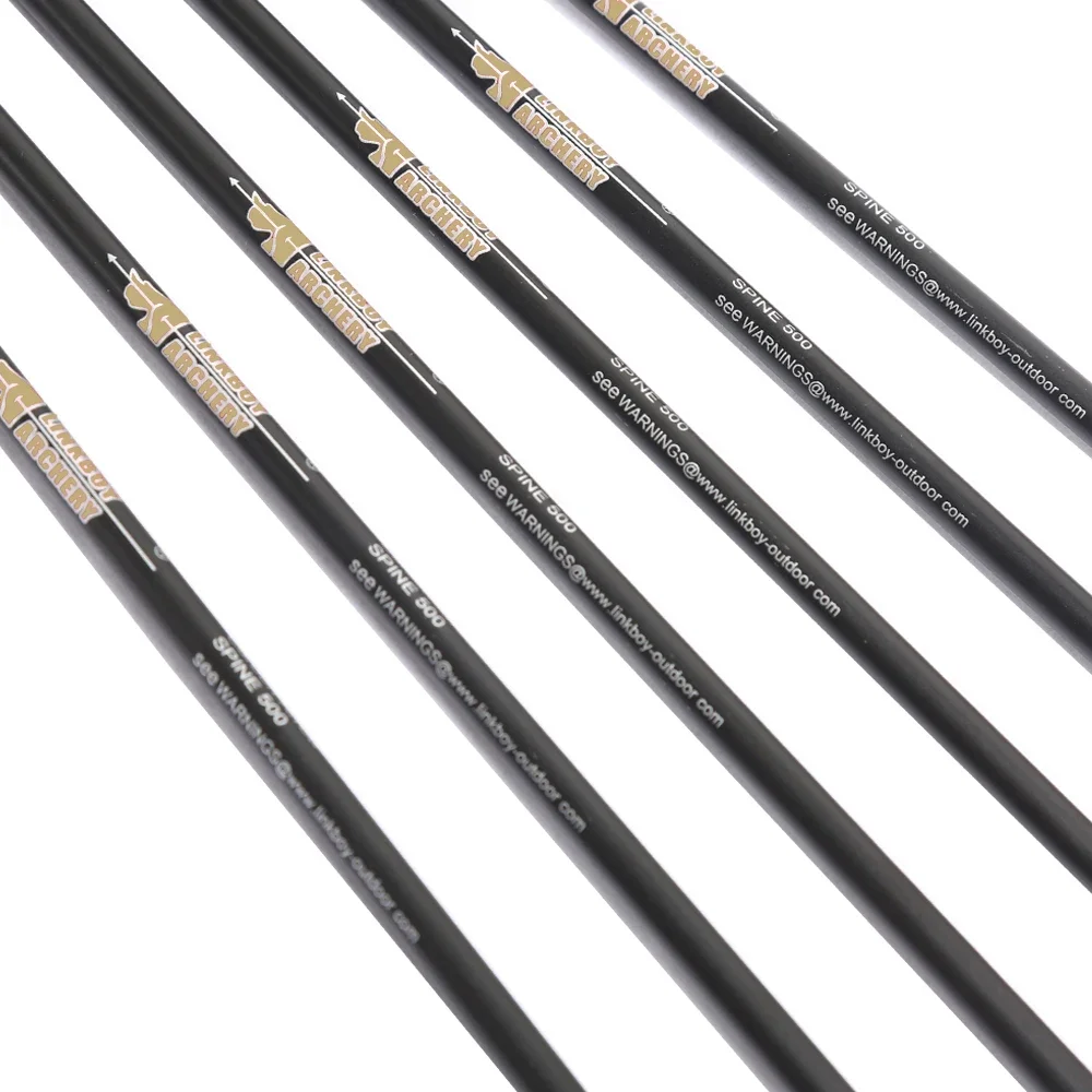 12pcs Linkboy Archery Carbon Arrows Shaft Spine 300 340 400 500 600 700 800 ID6.2mm for Compound Bow Hunting Shooting Outdoor