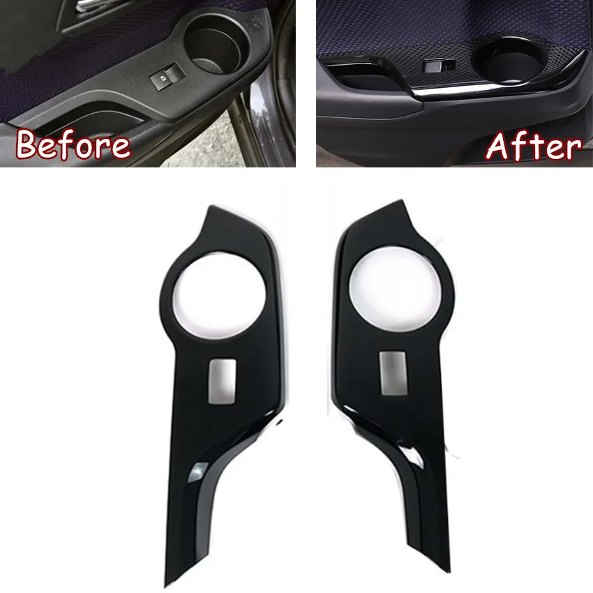 YAQUICKA Piano Black Car Accessories For Toyota CHR C-HR 2016 2017 2018 Car Rear Door Armrest Cover Frame Interior Auto Styling