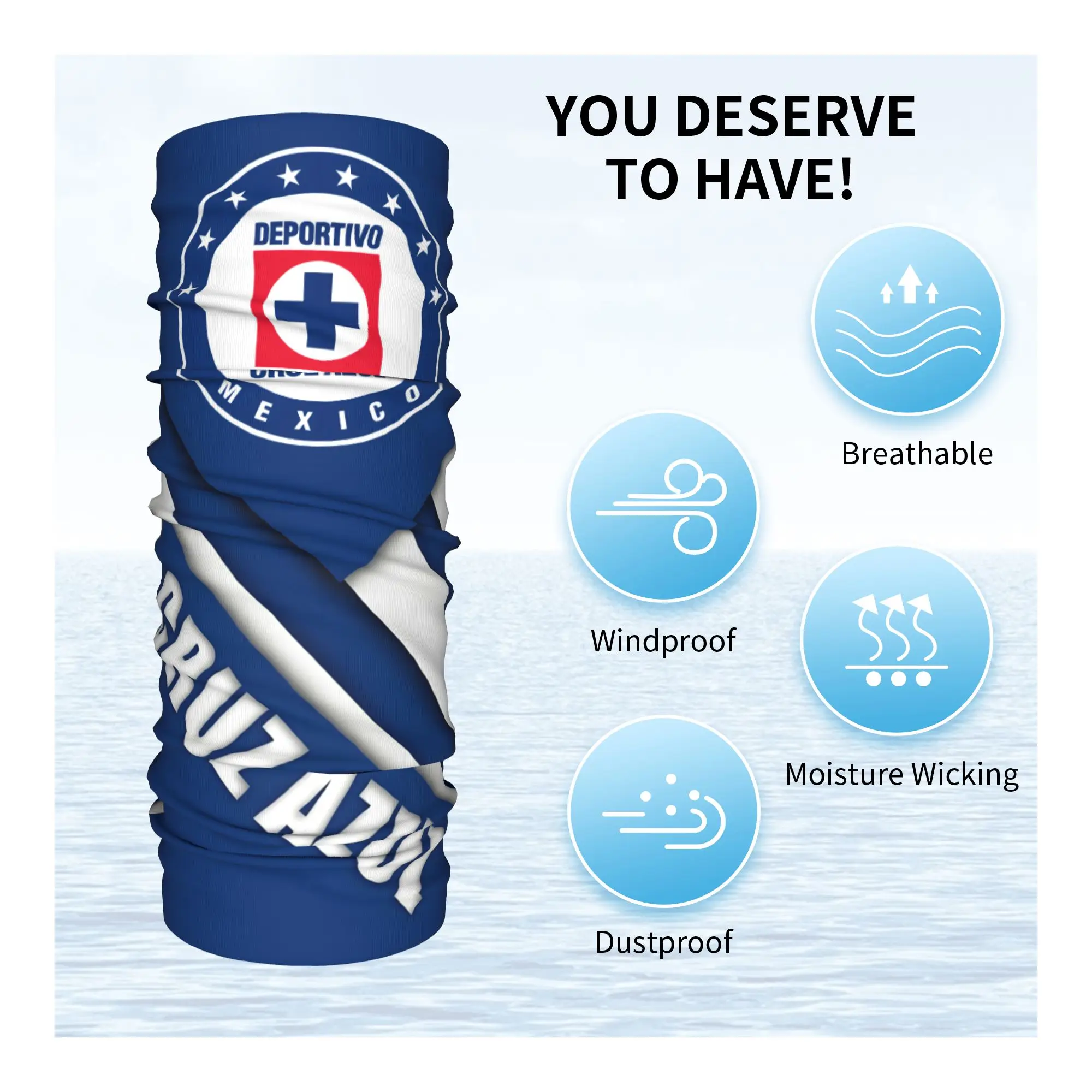 Mexico Football Club Soccer FC Cruz Azul Winter Headband Neck Warmer Women Men Ski Cycling Tube Scarf  Face Bandana Gaiter view 3