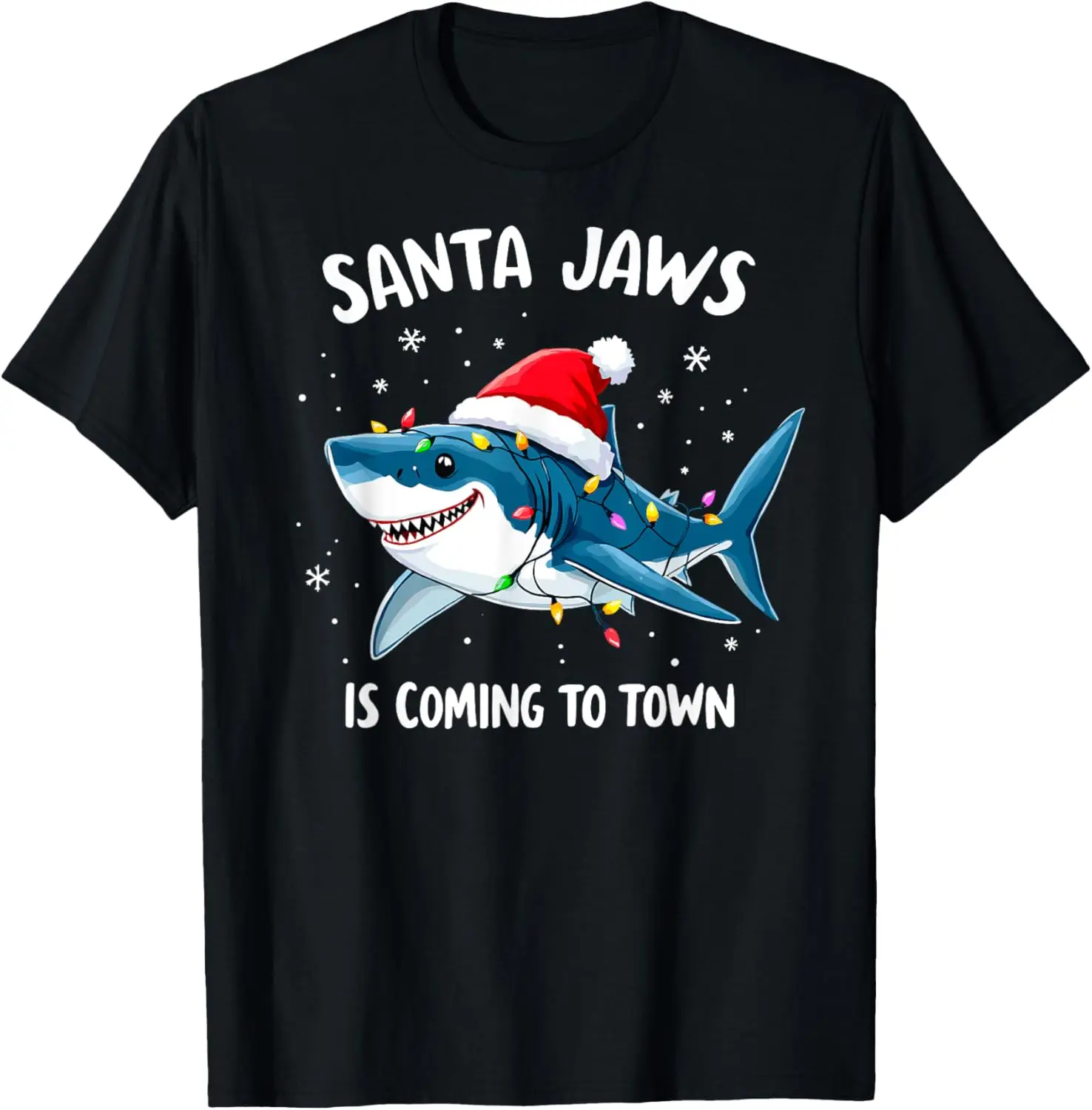 Santa Jaws Is Coming To Town Shark Santa Christmas Xmas Tee T-Shirt Unisex Summer Streetwear Tops Funny Shirt Ropa Hombre
