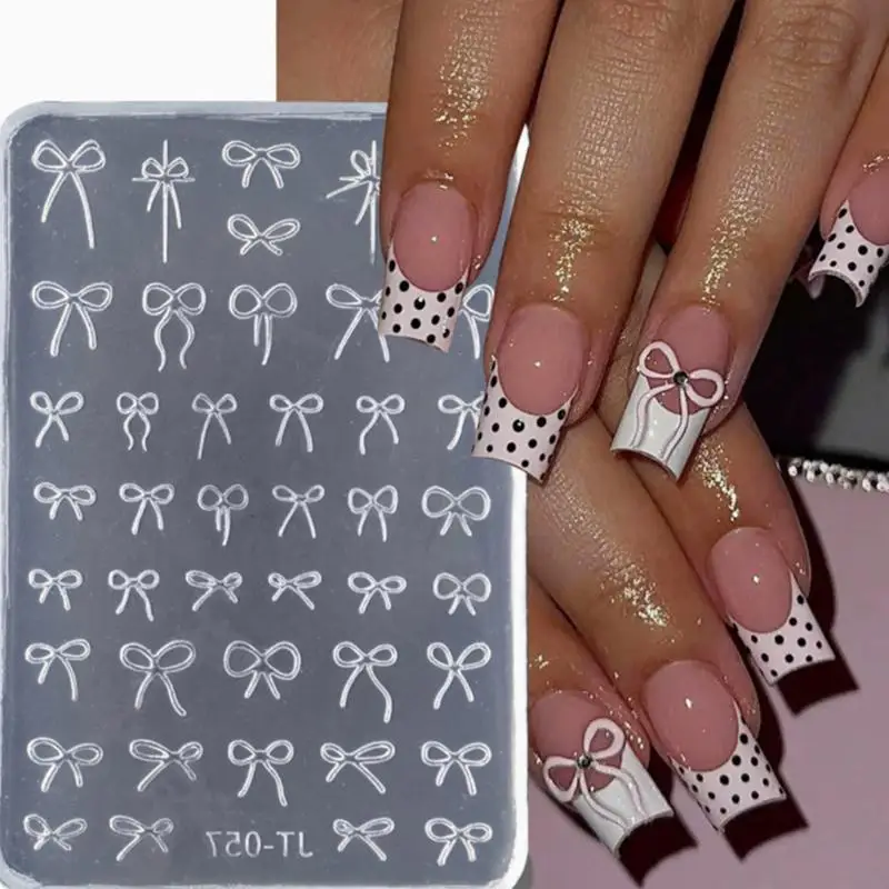 Ribbon Bowknot Nail Silicone Mold Relief Design Nail Art Mold Decoration 3D Accessories DIY Transfer Template Nail Art Tools