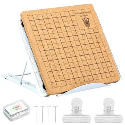 7x7 Inches Macrame Board Set Softwood Macrame Board and Metal Adjustable Holder with 50 T Pins and 2 Clips Double Sided Macrame