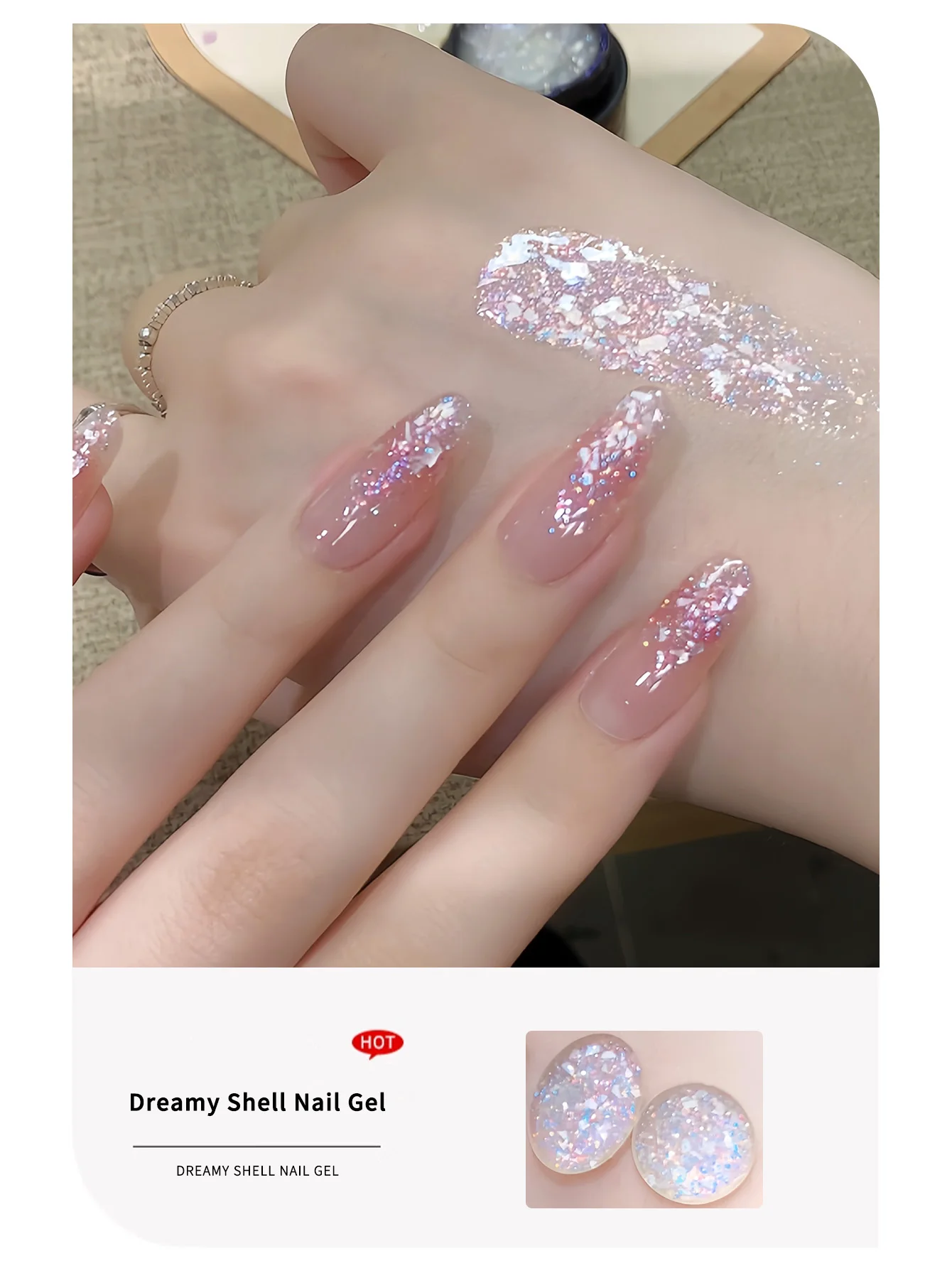 5ml Frammenti di conchiglia Traslucido Gel riflettente Smalto per unghie Glitter riflettenti Semi permanente Soak Off Gel UV Smalto per unghie