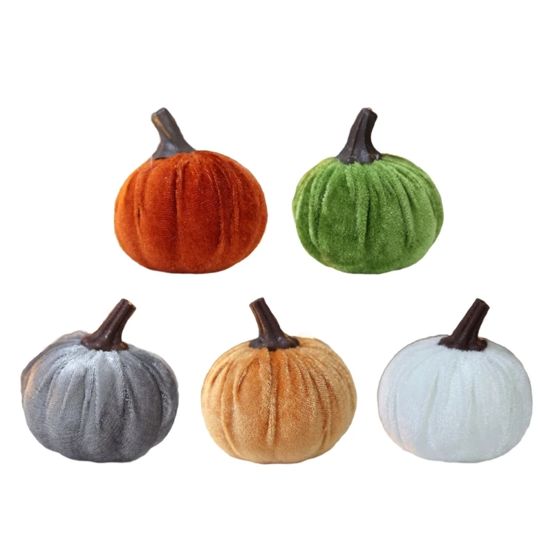 Flocking Velvets Thanksgiving Pumpkin Centerpieces Indoor Outdoor Decoration Harvest Festival Accessories 15UB