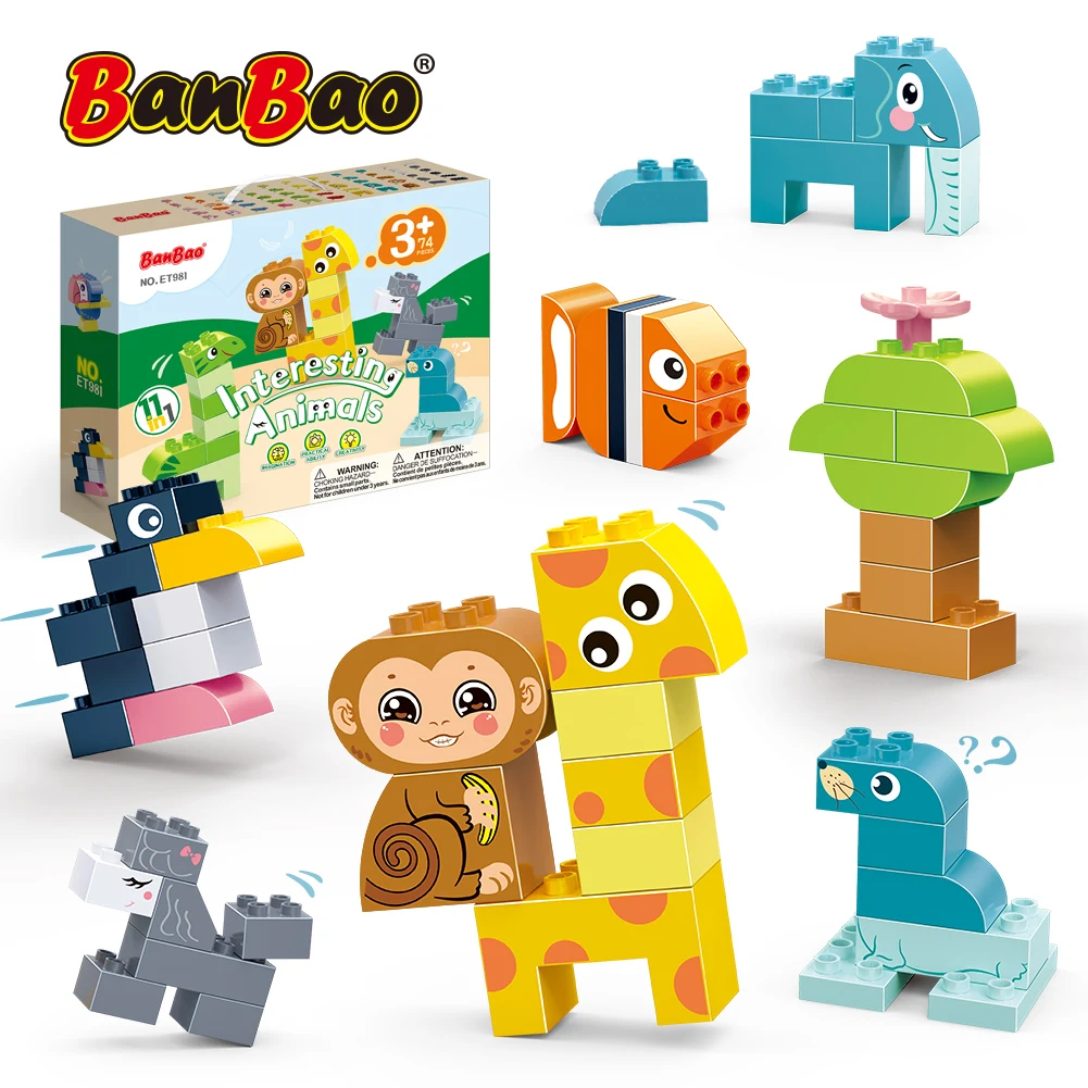 BanBao DIY Duplo Interesting learning Animals Numbers Big Blocks Set Basic Builidng Blocks Collectors Toys for Children Gifts