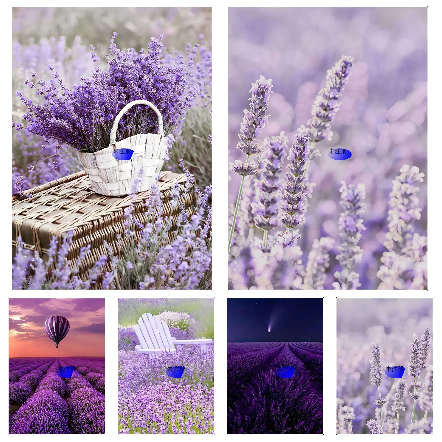 Modern Painting Provence Purple Landscape Lavender Poster Retro Kraft Paper Sticker DIY Room Bar Cafe Decor Art Wall Stickers