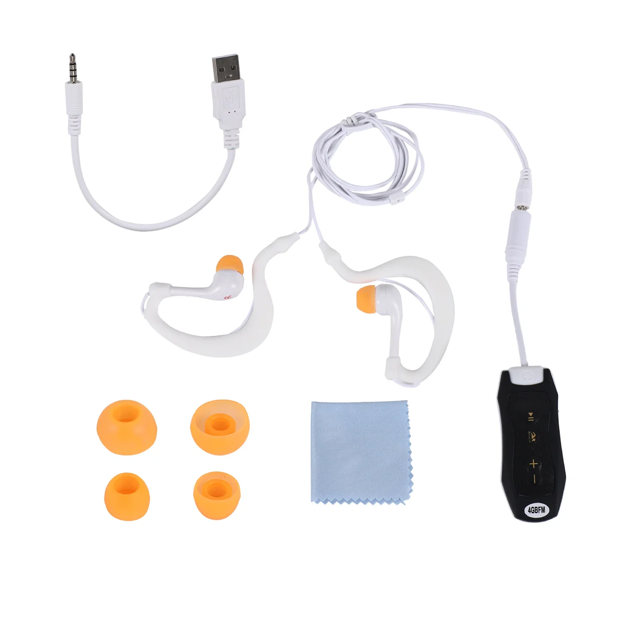 SMIEA MP3 Music Player with Bluetooth and Underwater Headphones for Swimming Laps Watersports Short Cord 4GB-Black