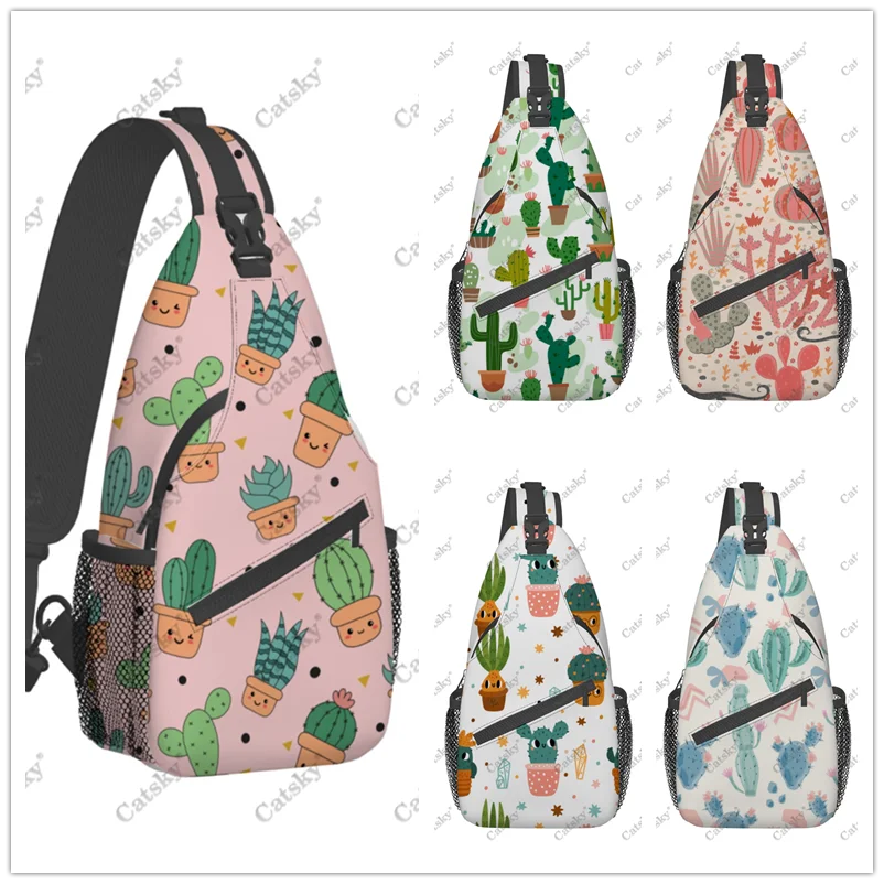 

Cactus Pattern Men's casual slanted shoulder bag chest bag large capacity printed sports storage women crossbody bag