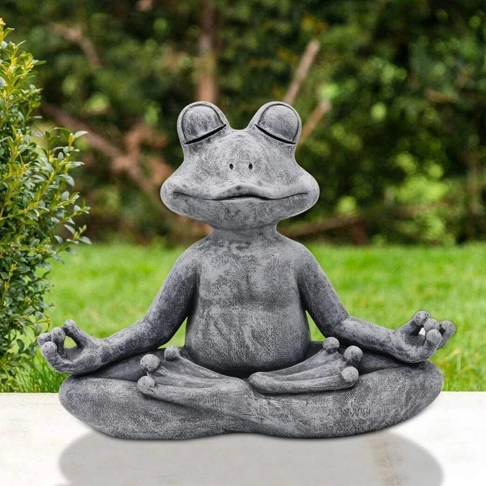 

Meditation Frog Figurine Zen Yoga Frog Statue Funny Frog Miniature Resin Desktop Ornament Toad Garden Decor Animal Sculpture