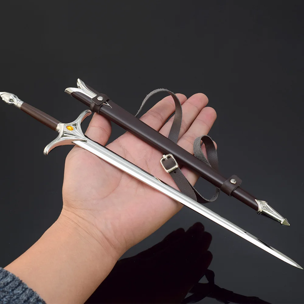 Katana de metal dos elfos para meninos, espada samurai, arma medieval, acessórios periféricos para filmes e TV, brinquedos chaveiros, rainha dos elfos, 30cm