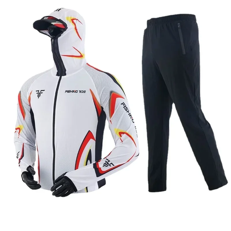 

Summer Sun-Protective Fishing Clothing Suit for Men, Anti-Mosquito Clothing Set, Quick-Drying, Full Zipper Shirt and Pants