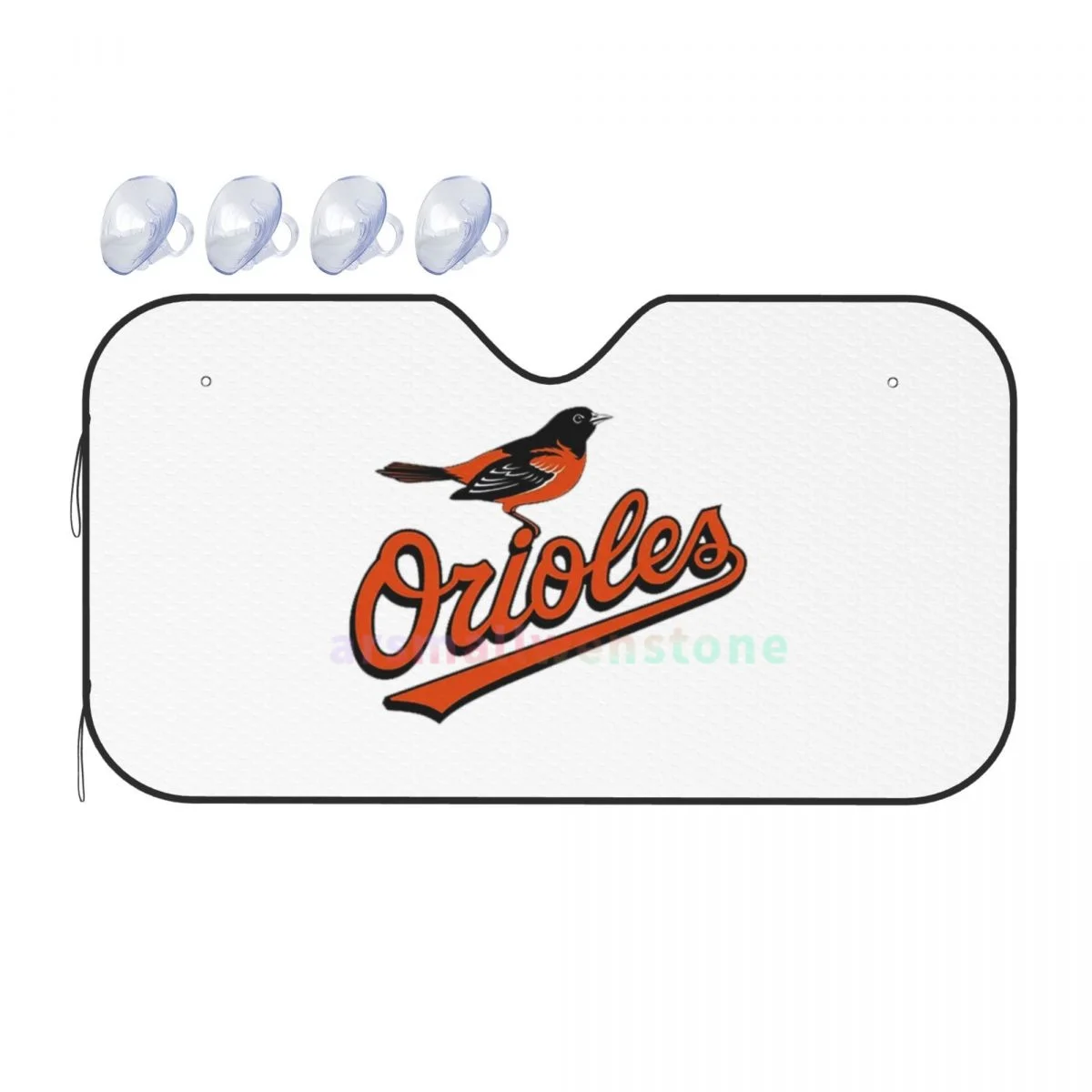 Baltimore Orioles Car Reflective Sun Blocker Fits Small Sedans, Mini SUVs Standard Sunshade Car Accessories