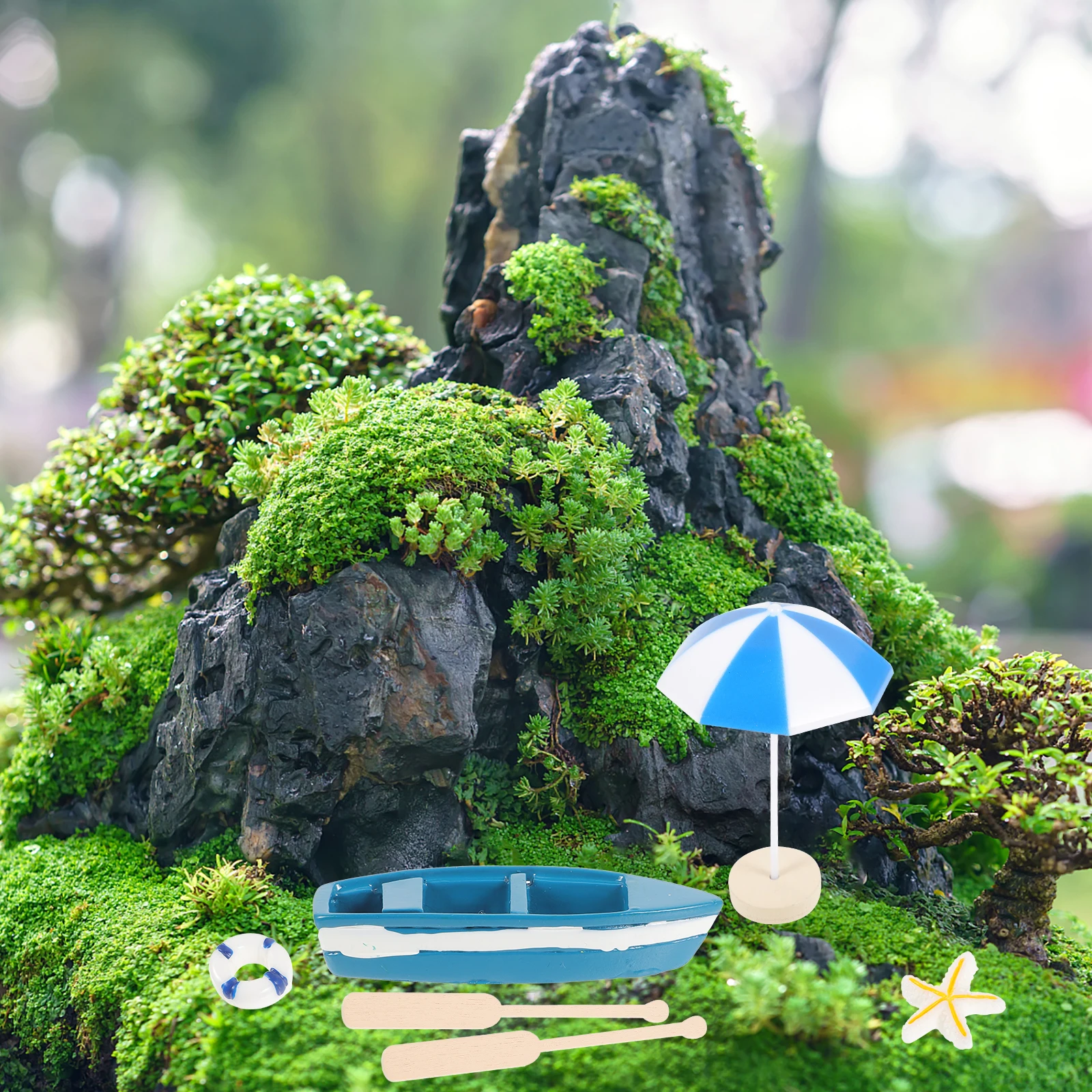

1 set Mediterranean Sailboat Decor Blue Resin Mini Boat Model Nautical Home Office Table nament Set Sailboat Decorations Small